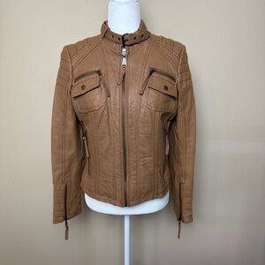 Michael Kors Brown Genuine Leather Jacket Size Small